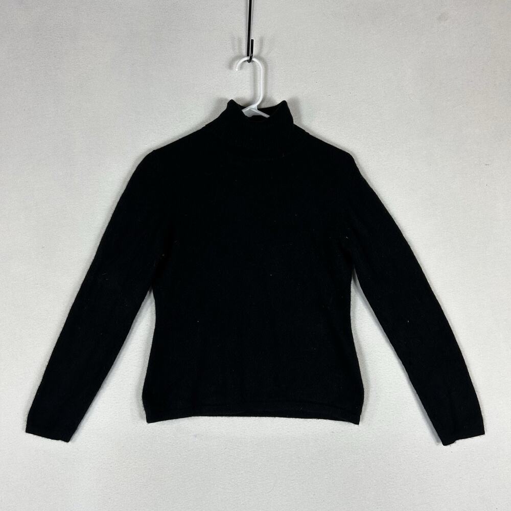 CH Classics Cashmere Turtleneck Sweater Women's Petite Medium PM Black FLAWED